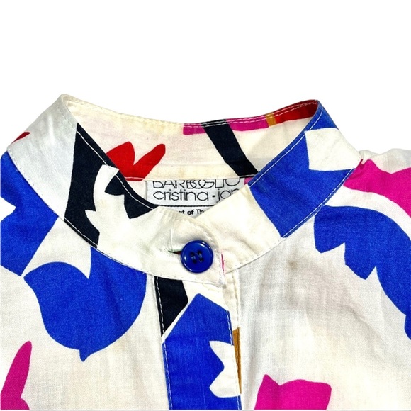 Vintage 80s Cristina and Jan Barbolio Pop Art Drop Waist Dress with Belt - Picture 8 of 16